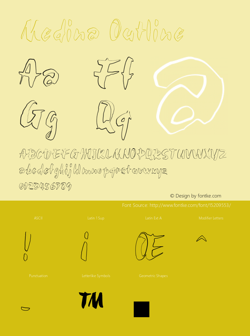 Medina Outline 1 Font Sample