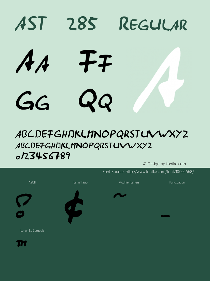 AST 285 Regular Unknown Font Sample