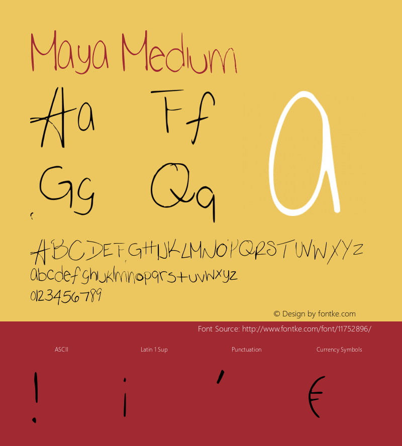 Maya Medium Version 001.000 Font Sample