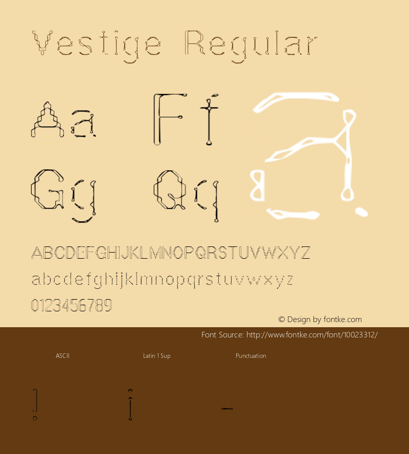 Vestige Regular 1 Font Sample