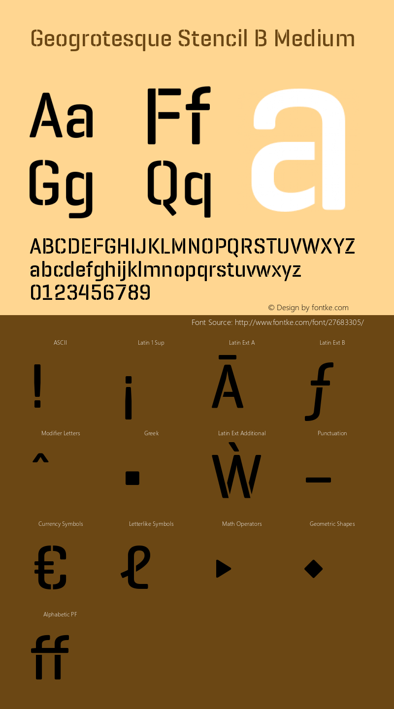 GeogrotesqueStencilB-Md Version 1.000 Font Sample