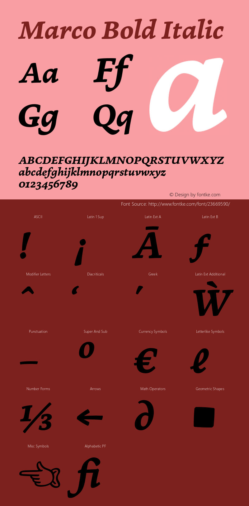 Marco Bold Italic Version 1.001;PS 001.001;hotconv 1.0.70;makeotf.lib2.5.58329 Font Sample