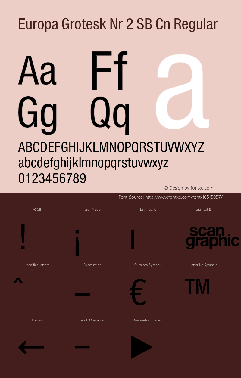 Europa Grotesk Nr 2 SB Cn Regular Version 3.01 2014; ttfautohint (v1.3);com.myfonts.easy.efscangraphic.europa-grotesk-no-2-sb.con.wfkit2.version.4ror Font Sample