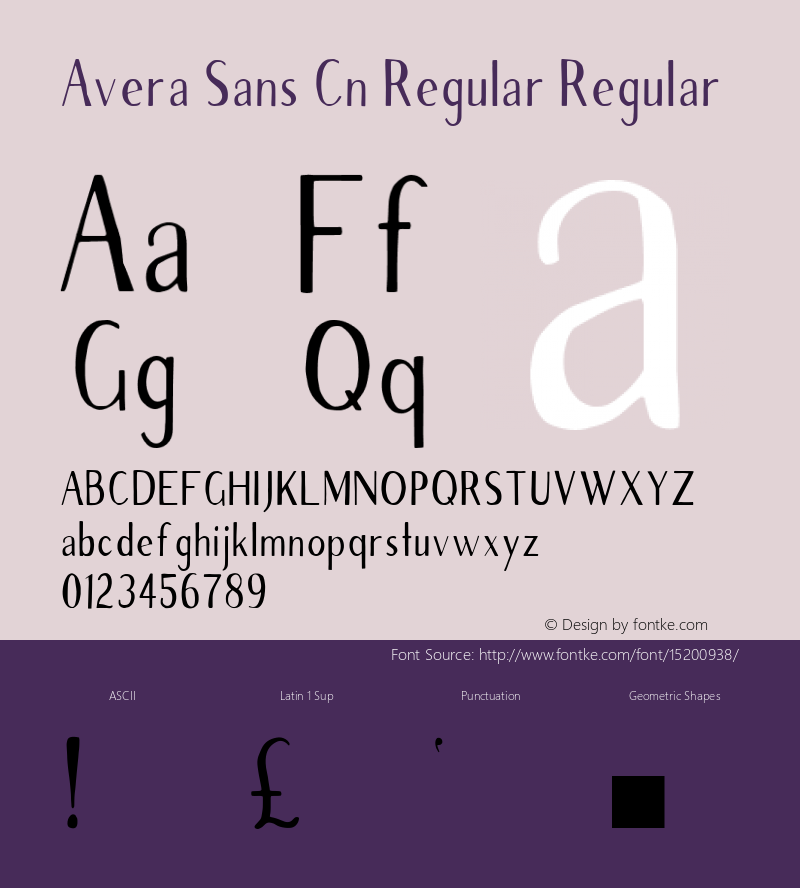 Avera Sans Cn Regular Regular 001.001 Font Sample