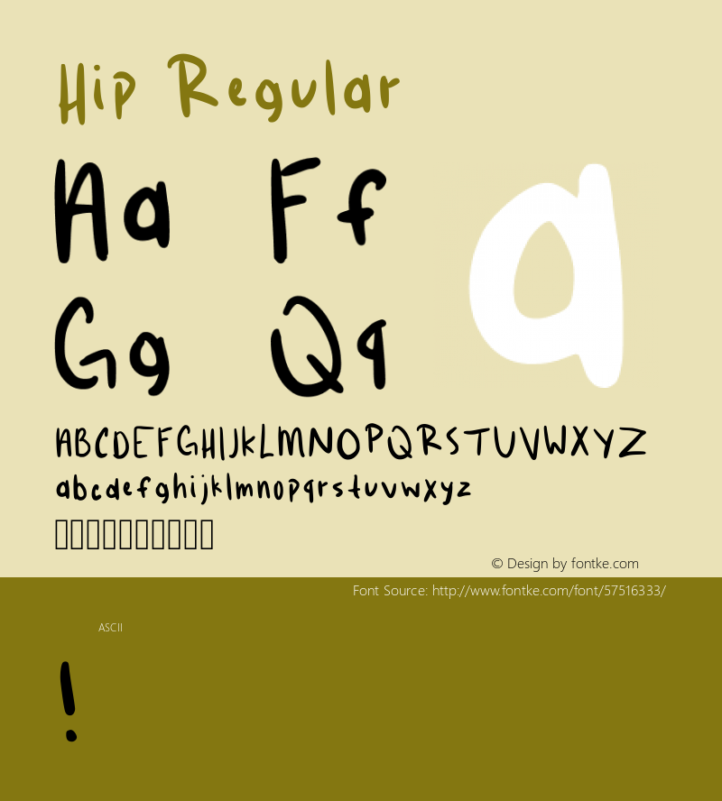 Hip Regular Version 001.001 Font Sample