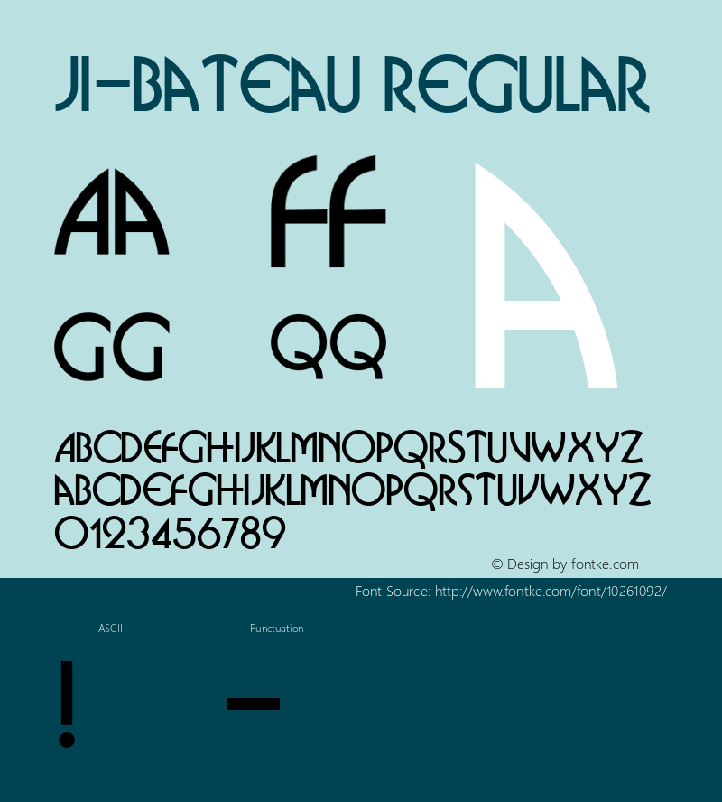 JI-Bateau Regular Macromedia Fontographer 4.1 5/26/2001 Font Sample