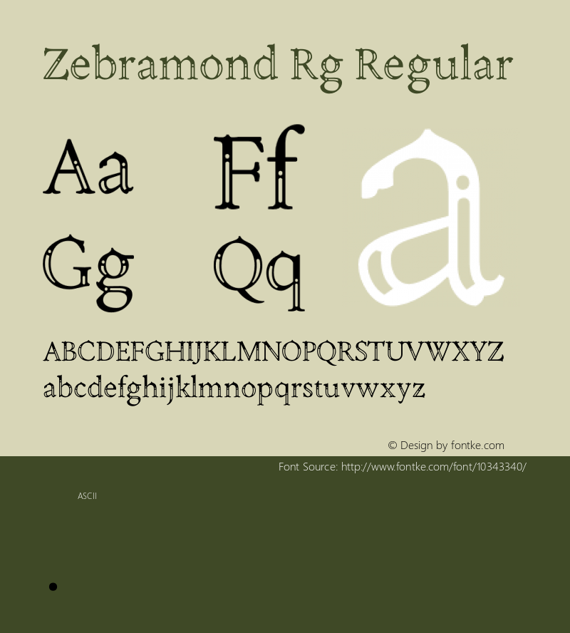 Zebramond Rg Regular Version 1.000 2007 initial release Font Sample