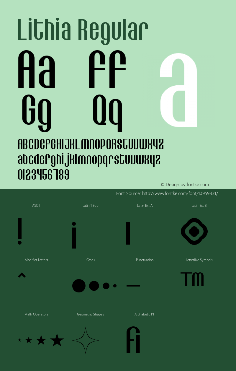 Lithia Regular Version 001.000 Font Sample