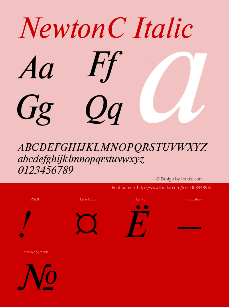 NewtonC Italic Version 001.000 Font Sample