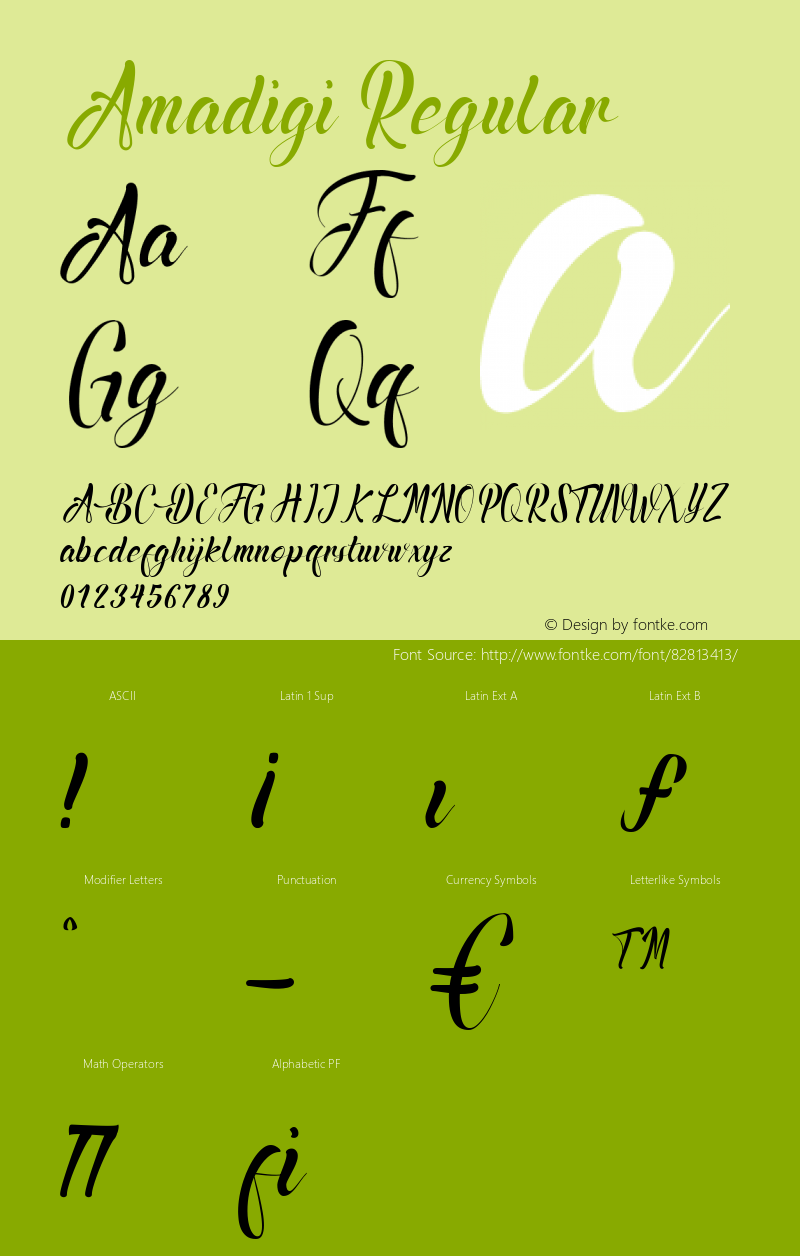 Amadigi Version 1.000 Font Sample