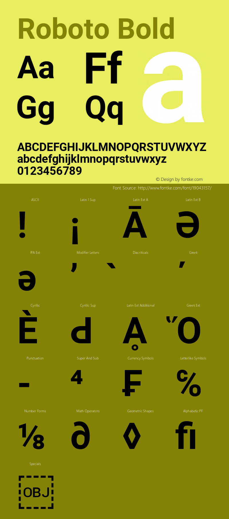 Roboto Bold Version 2.137; 2017 Font Sample