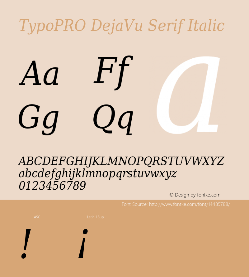 TypoPRO DejaVu Serif Italic Version 2.34 Font Sample