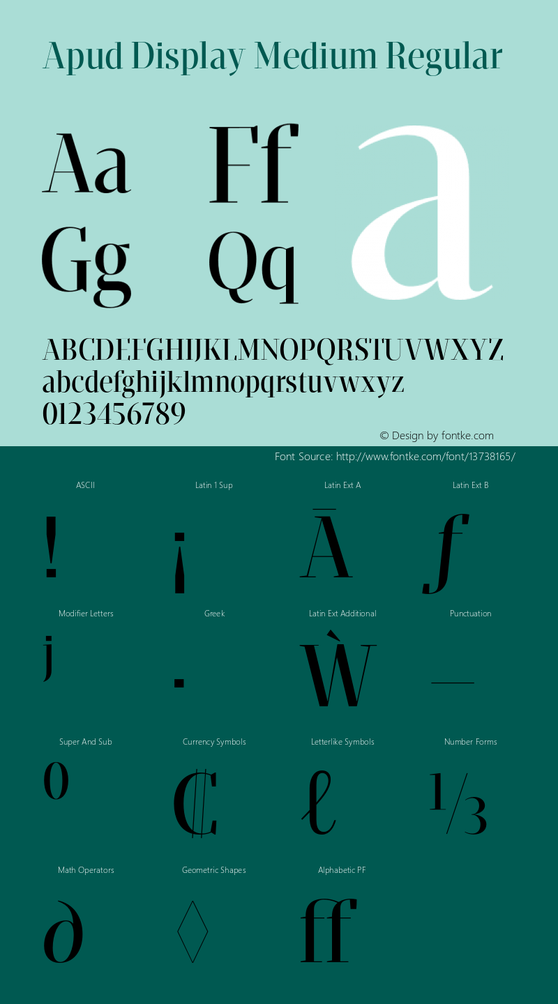 Apud Display Medium Regular Version 1.000 Font Sample