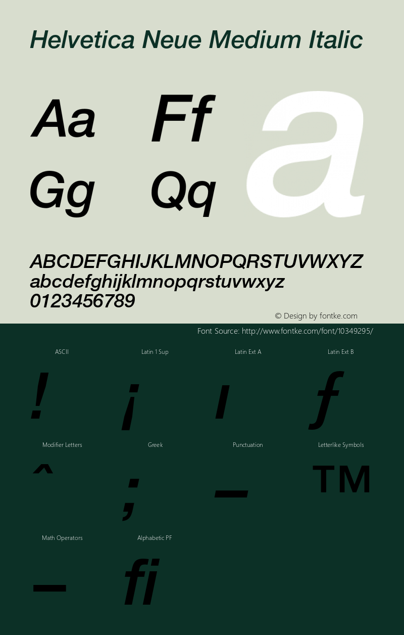 Helvetica Neue Medium Italic 001.101 Font Sample