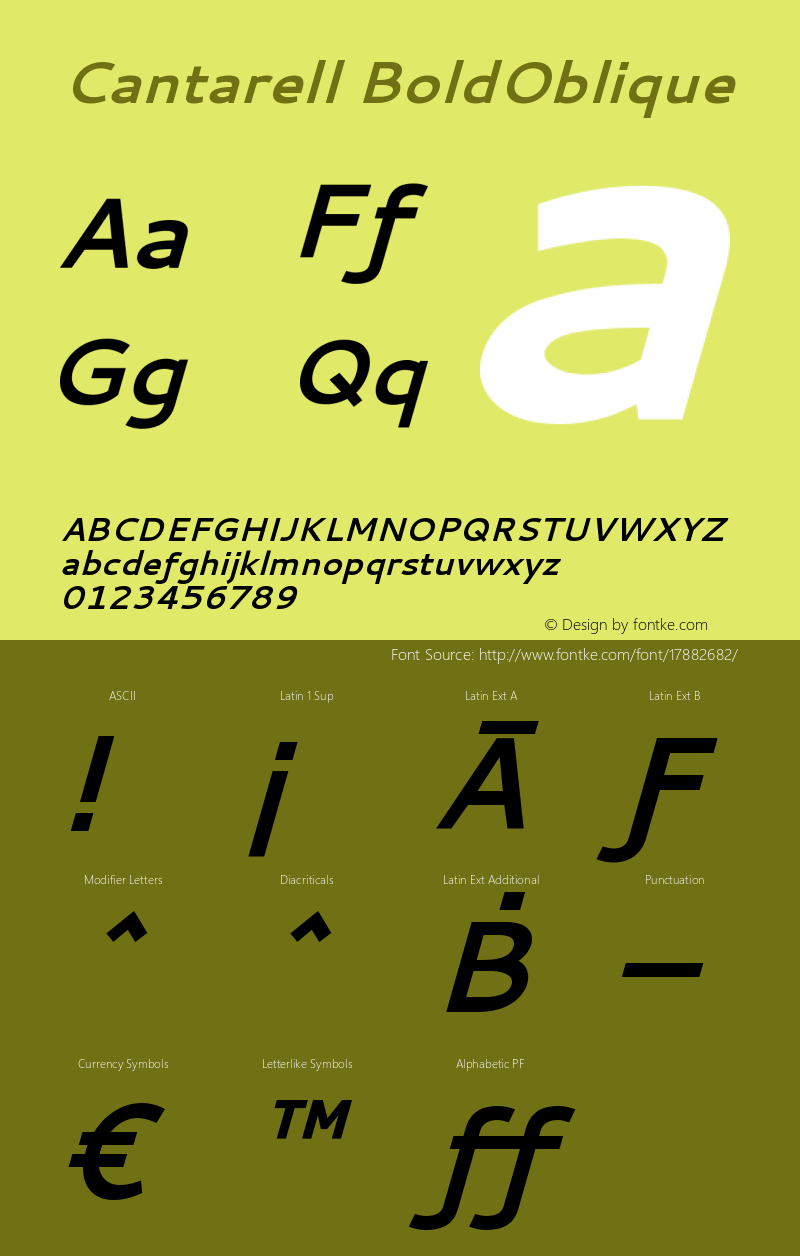 Cantarell BoldOblique Version 001.001 Font Sample