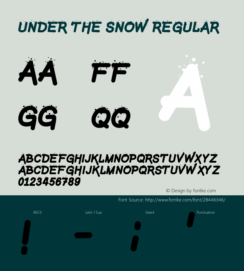 Under The Snow Version 1.00;January 21, 2019;FontCreator 11.5.0.2422 64-bit Font Sample