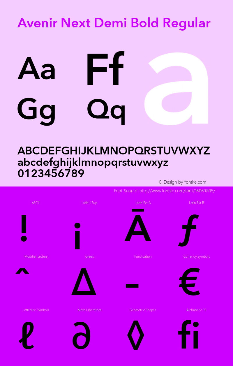 Avenir Next Demi Bold Regular 8.0d2e1 Font Sample