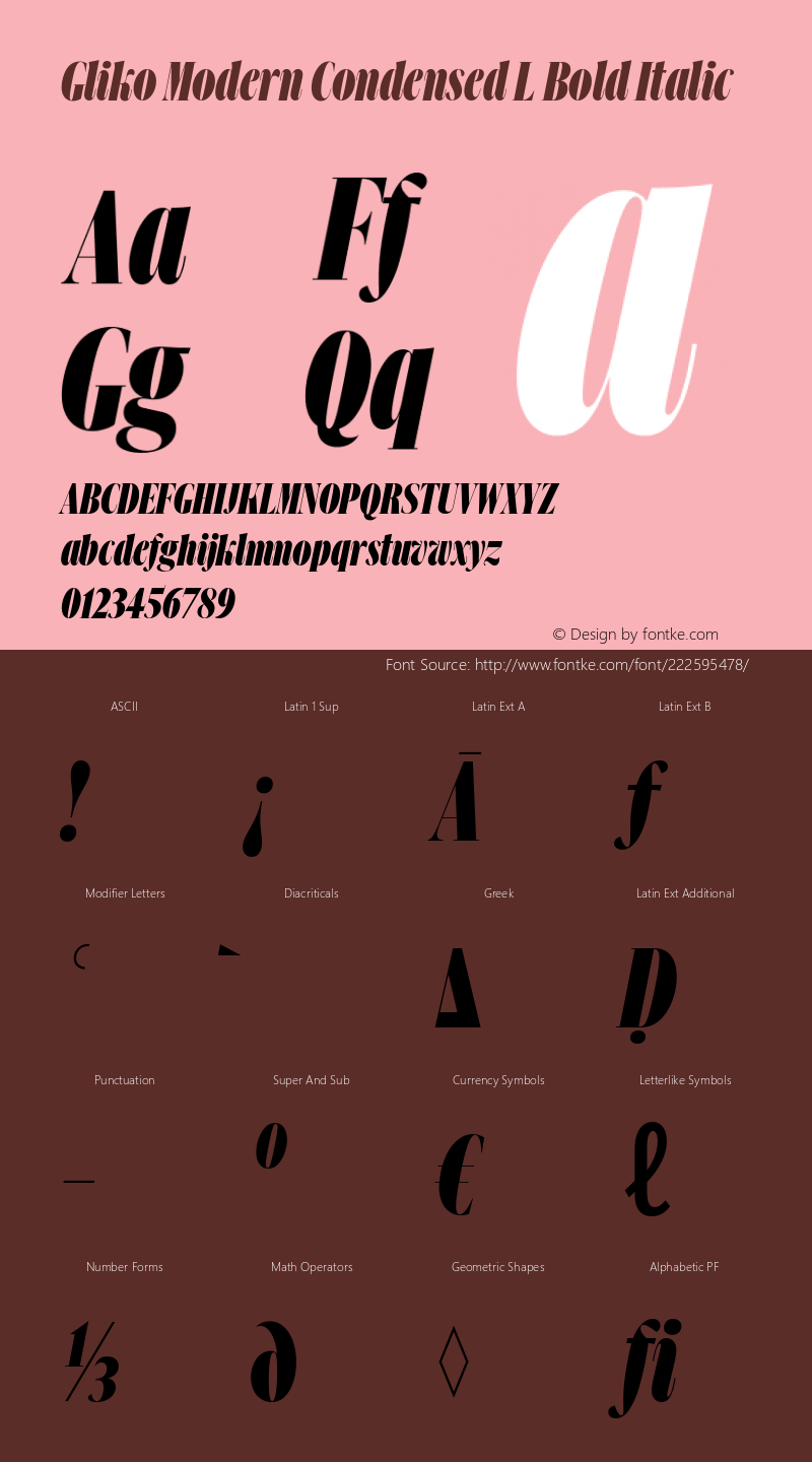 Gliko Modern Condensed L Bold Italic Version 2.001图片样张