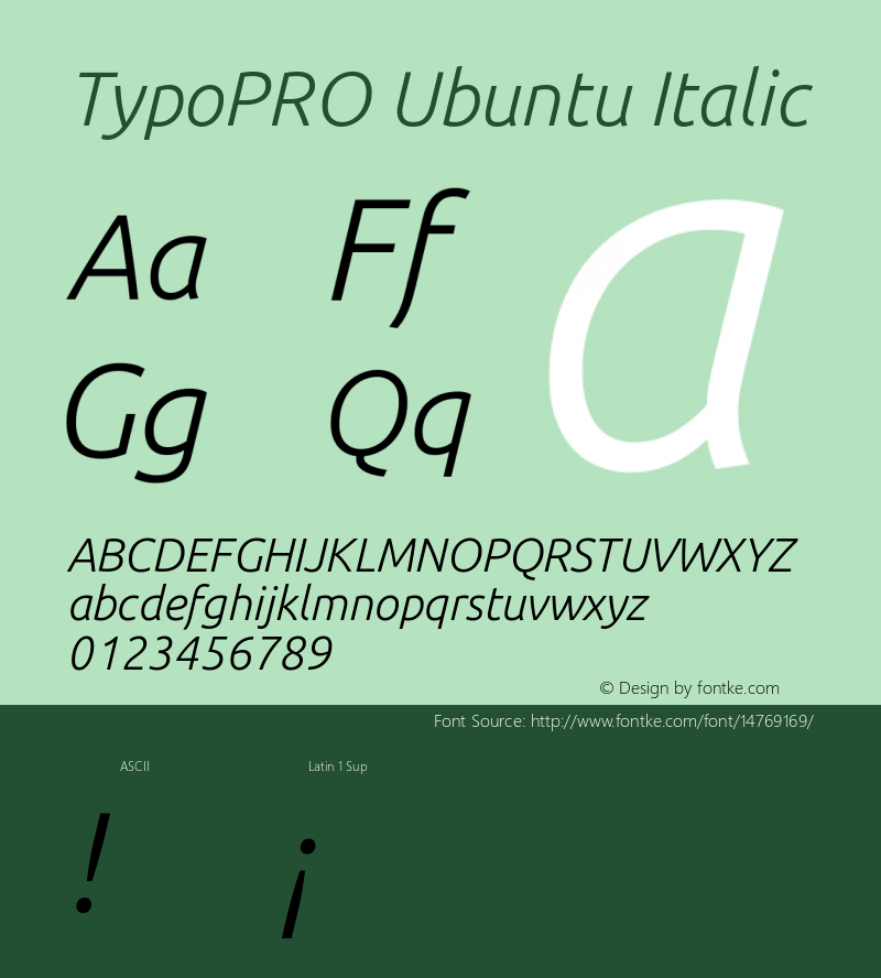 TypoPRO Ubuntu Italic Version 0.80 Font Sample