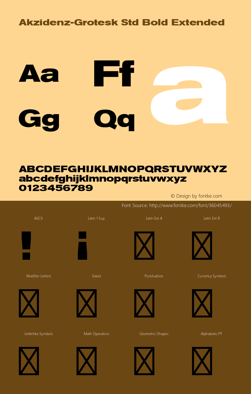 AkzidenzGroteskStd-BoldEx Version 001.000;Core 1.0.01;otf.5.02.2291;15.06W Font Sample