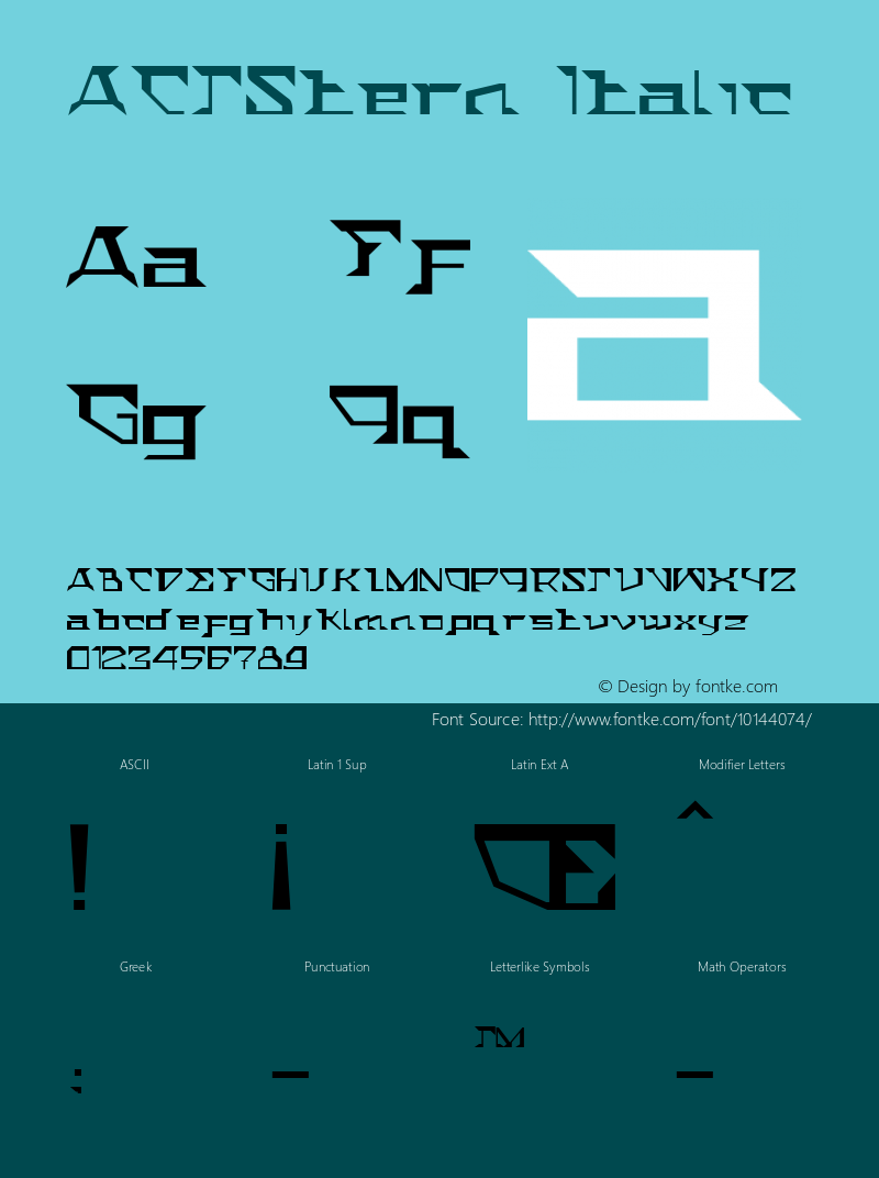 ACTStern Italic Macromedia Fontographer 4.1 Font Sample