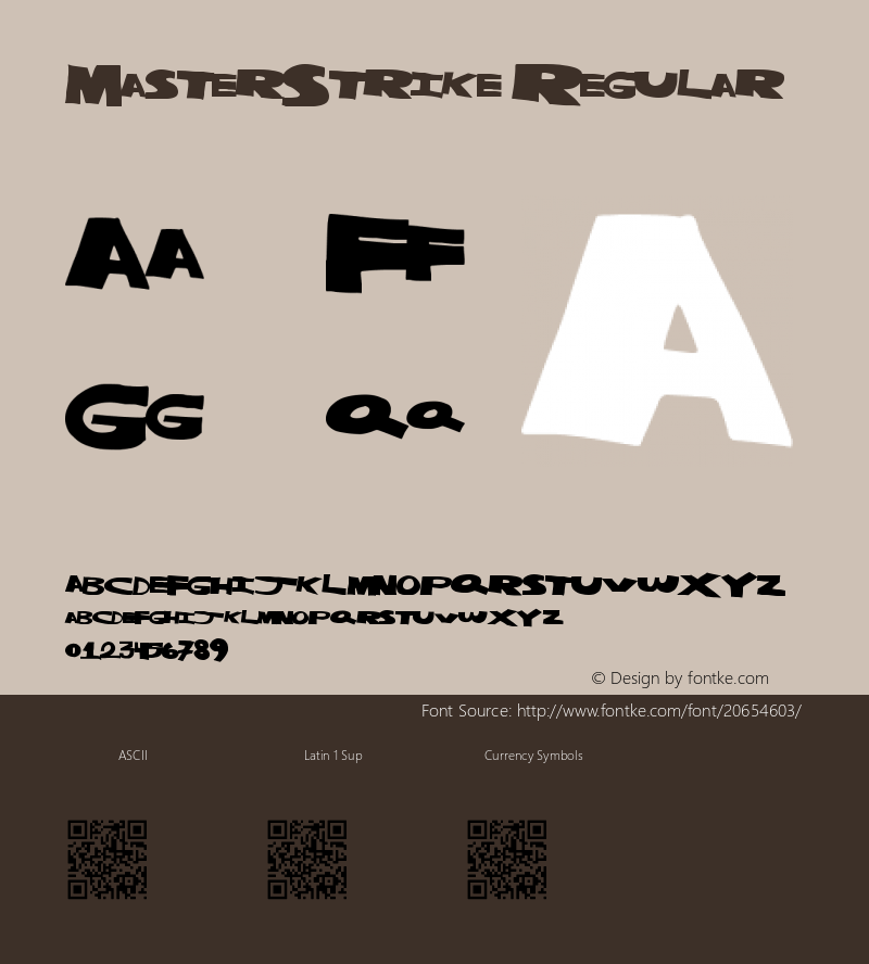 MasterStrike Version 1.00 April 17, 2014, initial release Font Sample