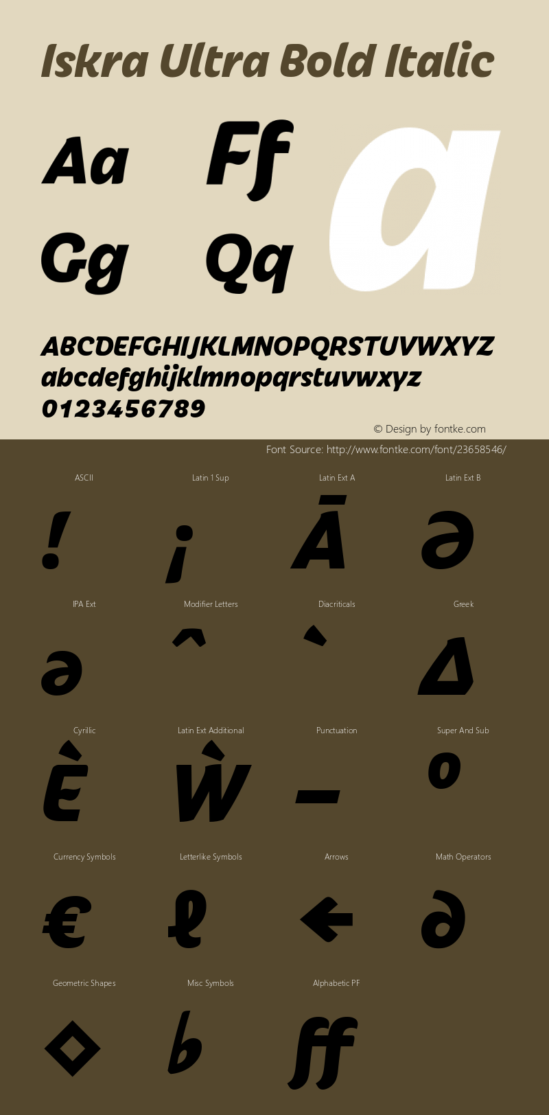 Iskra-UltraBoldItalic Version 1.000 Font Sample