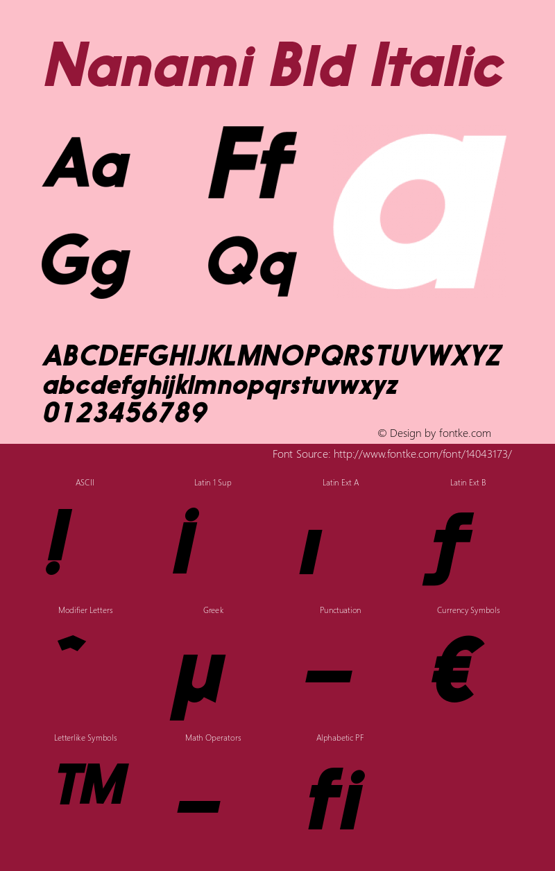 Nanami Bld Italic Version 1.003 Font Sample