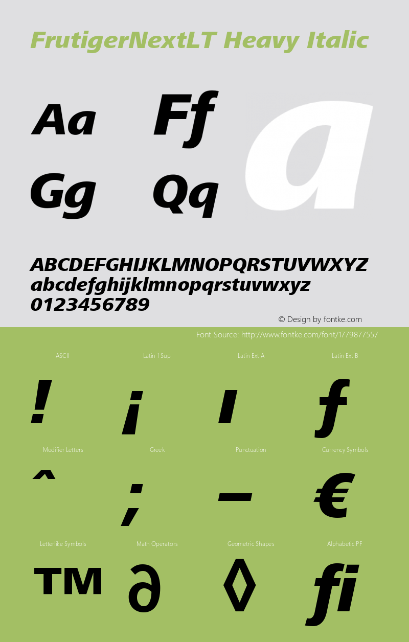 FrutigerNextLT Heavy Italic Version 001.000图片样张