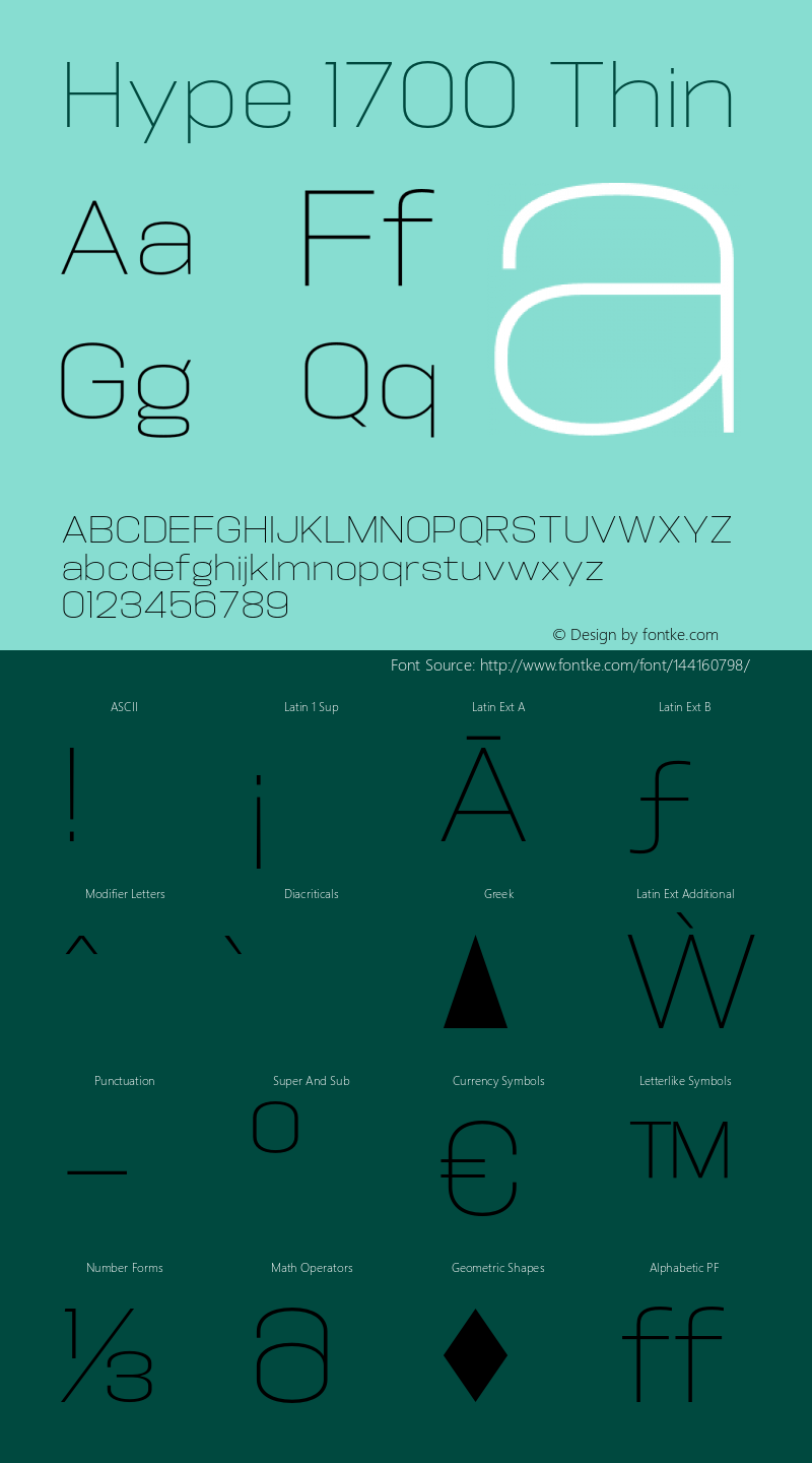 Hype 1700 Thin Version 1.000;hotconv 1.0.109;makeotfexe 2.5.65596 Font Sample