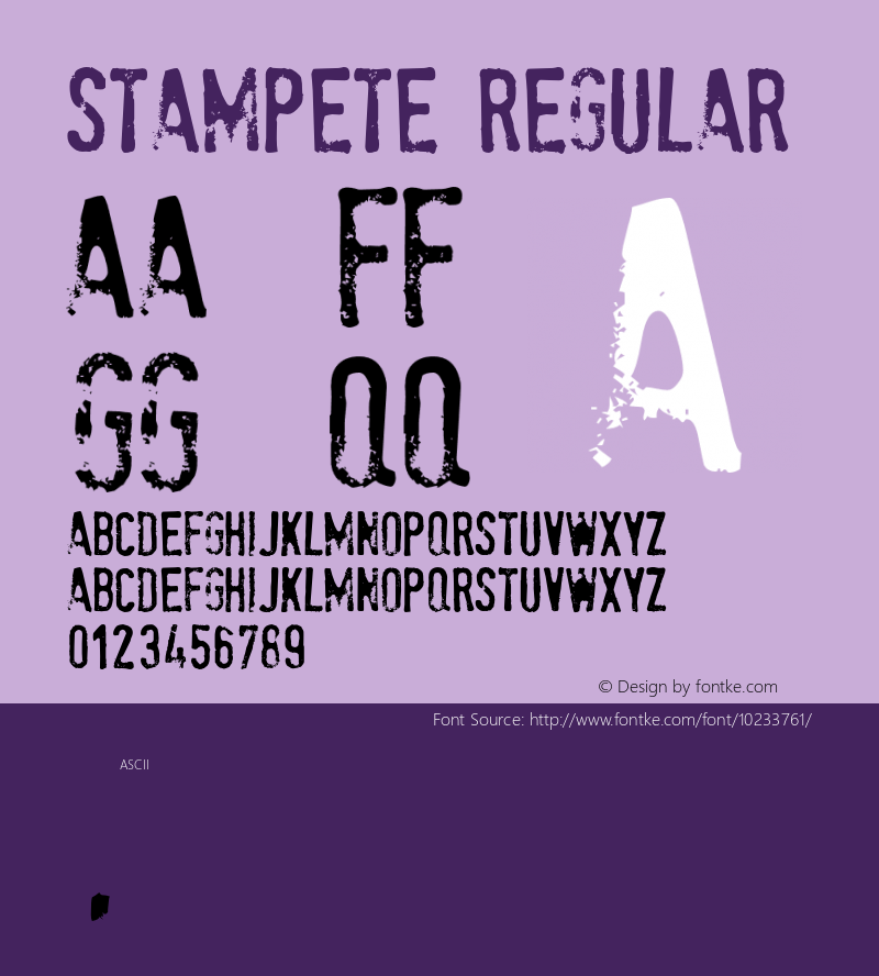 stamPete Regular Macromedia Fontographer 4.1 3-11-2006 Font Sample