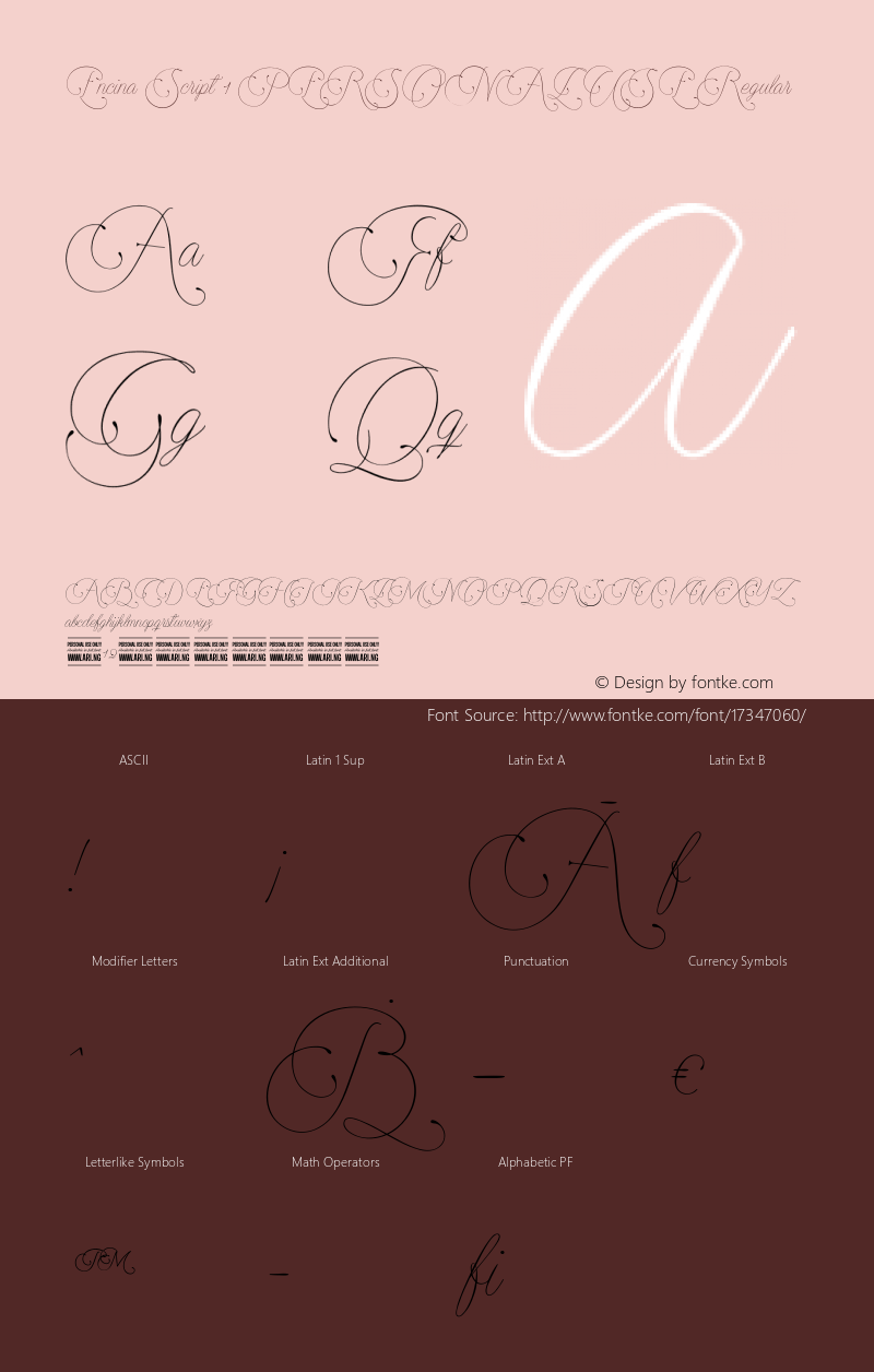 Encina Script 1 PERSONAL USE Regular Version 1.000 Font Sample