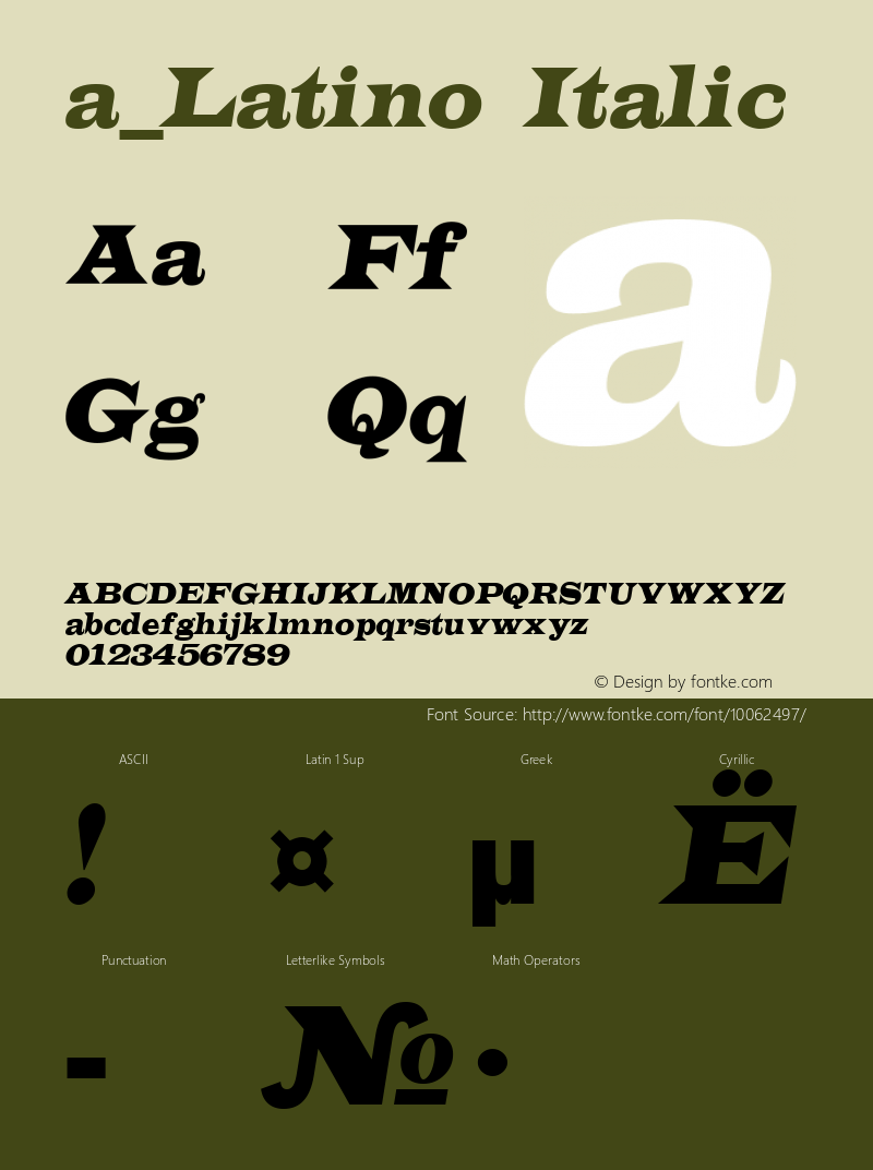 a_Latino Italic 1.10 Font Sample