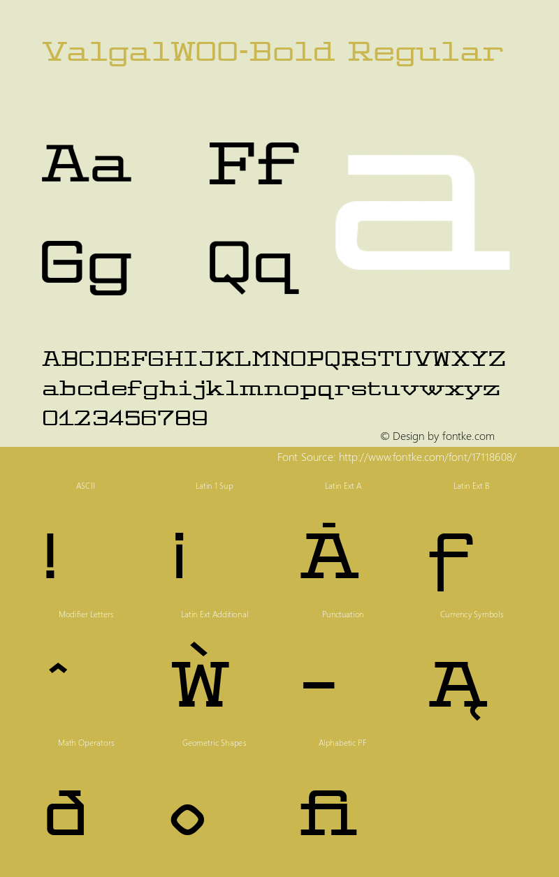 ValgalW00-Bold Regular Version 1.20 Font Sample