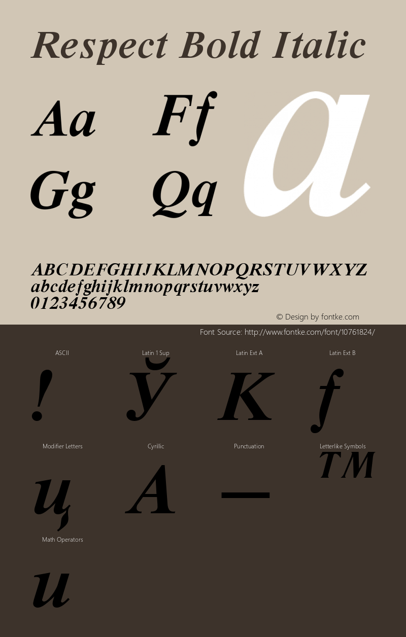 Respect Bold Italic 001.001 Font Sample