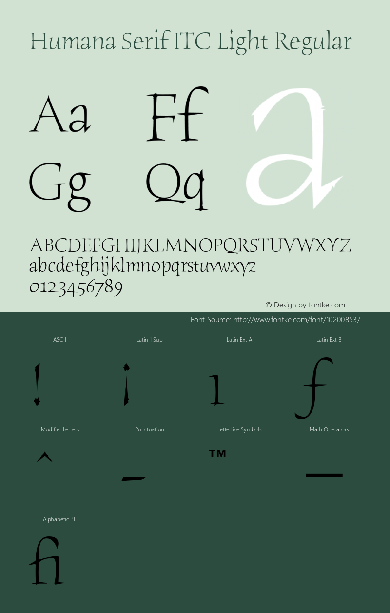 Humana Serif ITC Light Regular 001.001 Font Sample