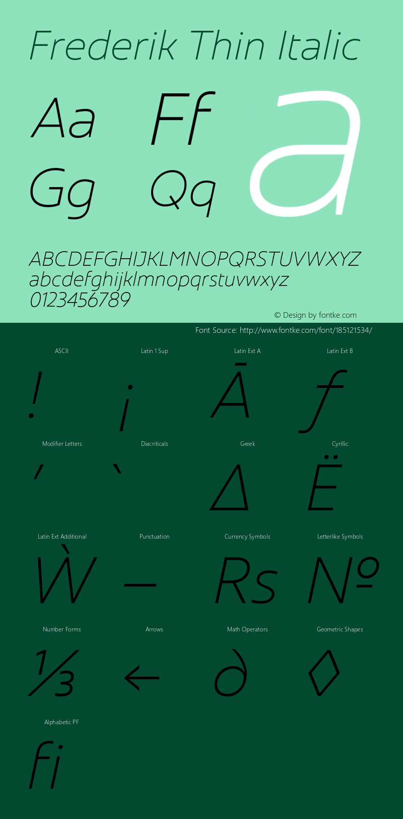 Frederik Thin Italic Version 001.000 February 2019图片样张