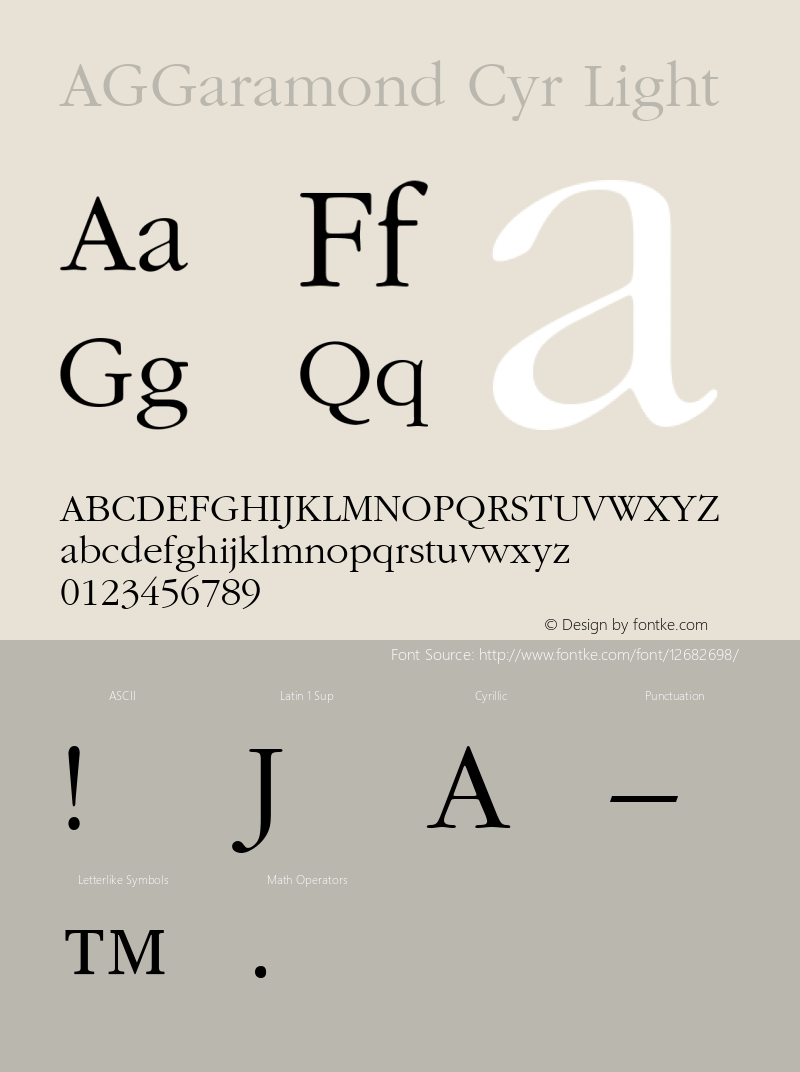 AGGaramond Cyr Light 001.000 Font Sample