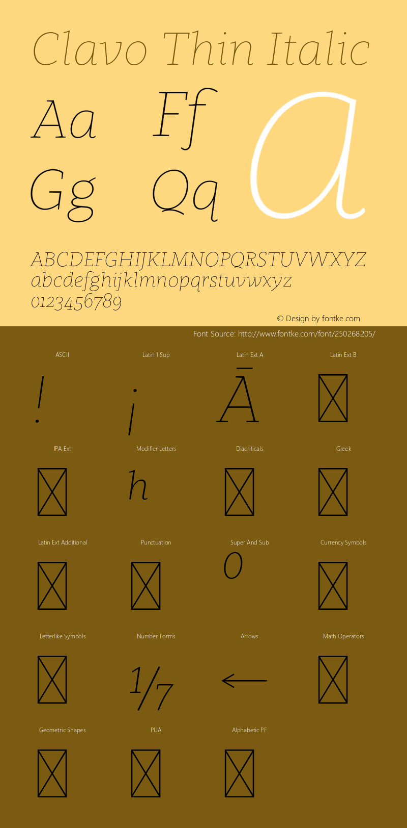 Clavo Thin Italic Version 1.006;PS 001.006;hotconv 1.0.70;makeotf.lib2.5.58329图片样张