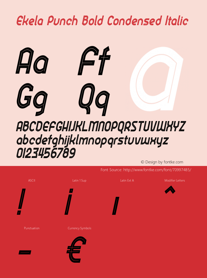 Ekela Punch Bold Condensed Ital Condensed Bold Italic Version 1.0; Jun 2020 Font Sample