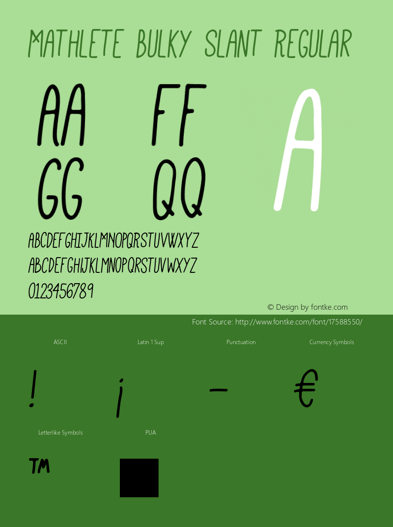 Mathlete Bulky Slant Regular Version 1.001;PS 001.001;hotconv 1.0.56;makeotf.lib2.0.21325 Font Sample