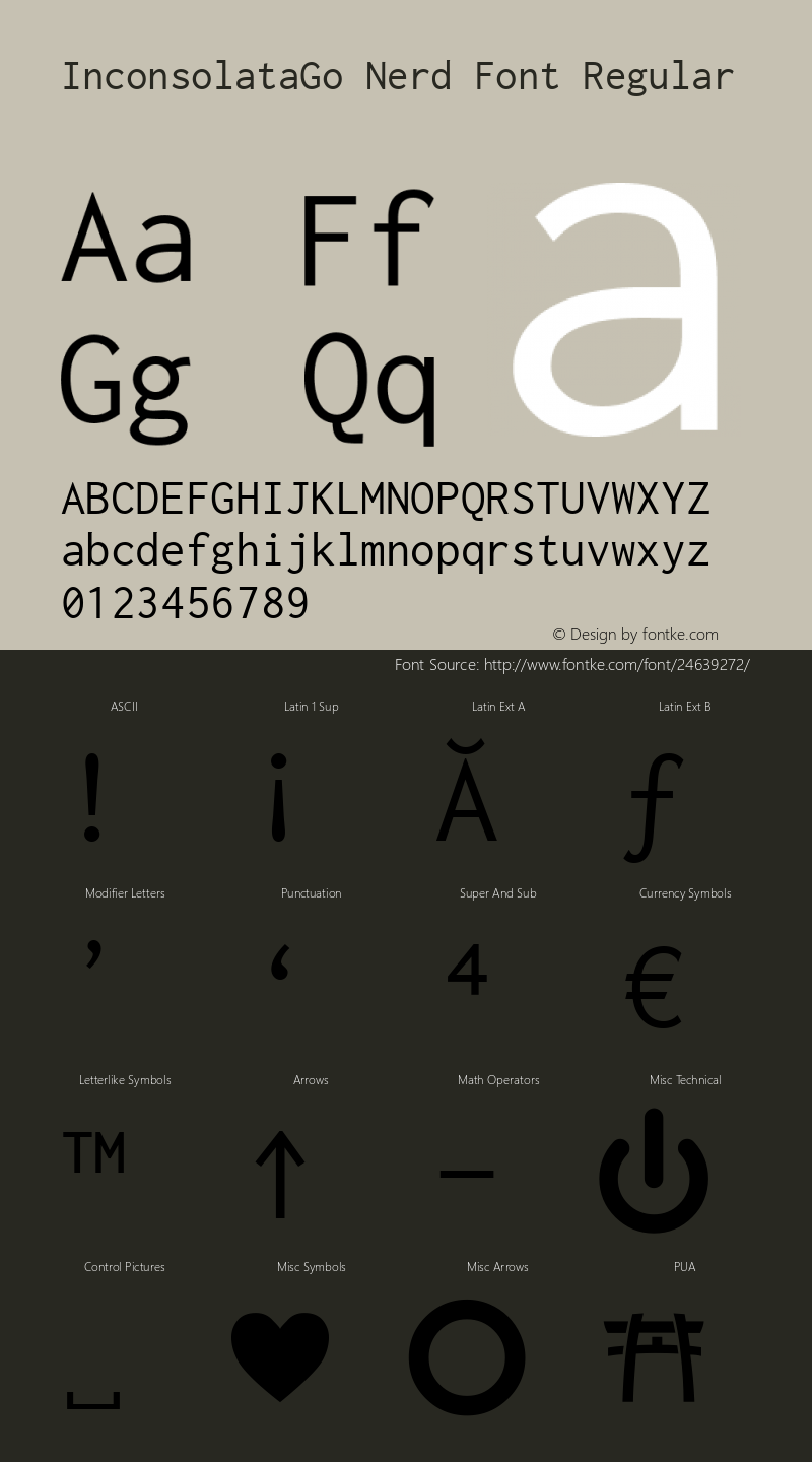 InconsolataGo Nerd Font Complete Version 1.013 Font Sample