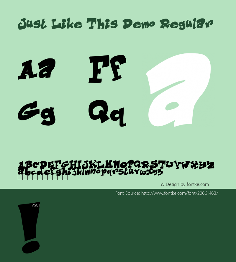 Just Like This Demo Version 1.00 August 23, 2015, initial release Font Sample