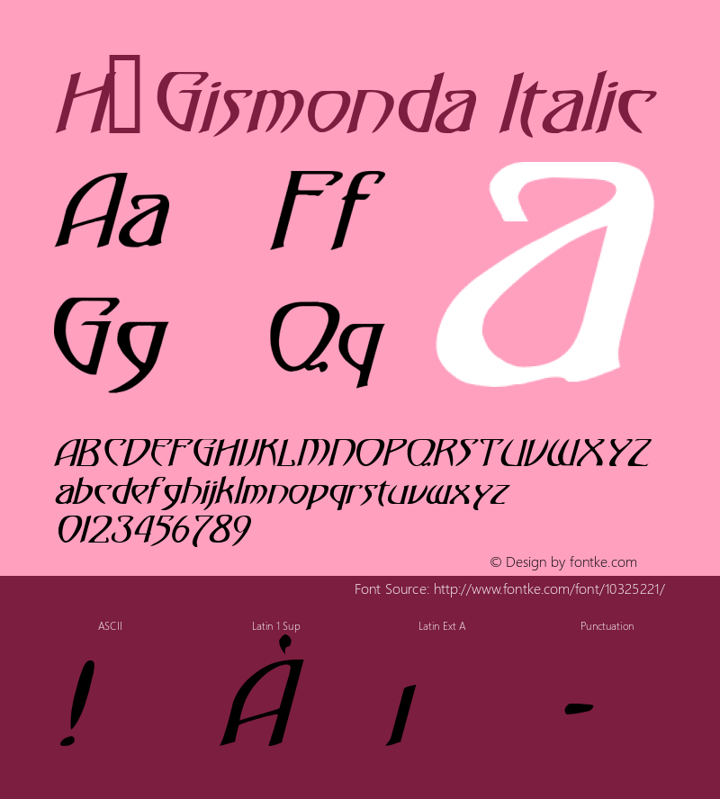 H_Gismonda Italic 1997.01.20 Font Sample