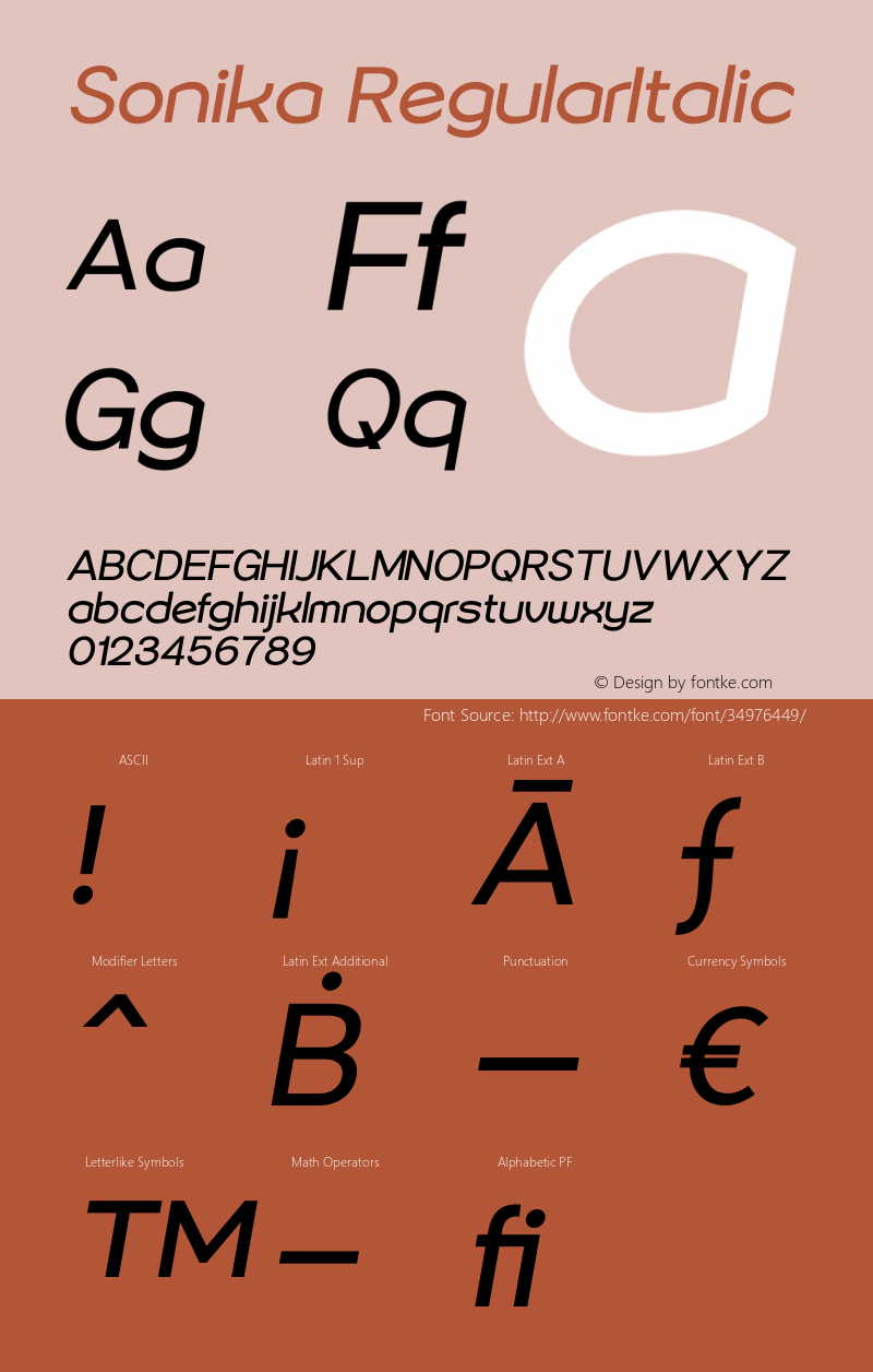 Sonika RegularItalic Version 1.00;July 11, 2018;FontCreator 11.5.0.2427 64-bit Font Sample