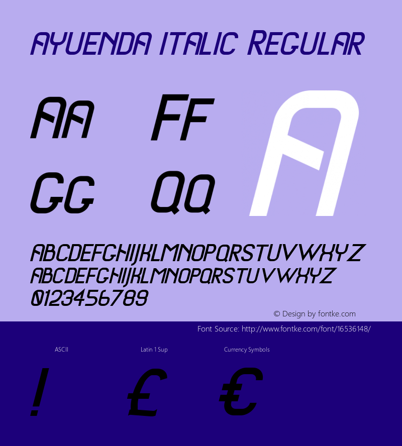 ayuenda italic Regular Unknown Font Sample