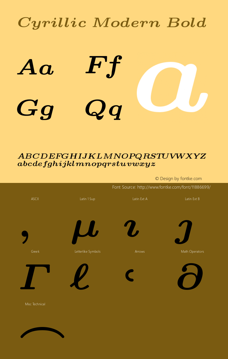 Cyrillic Modern Bold Version 4.000 Font Sample