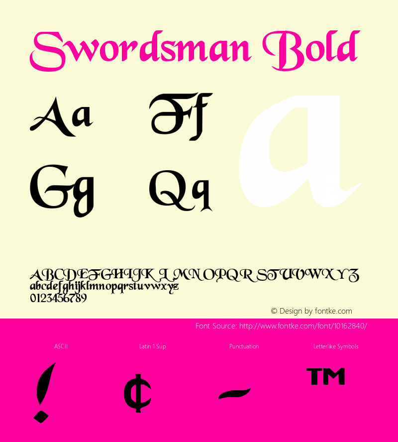 Swordsman Bold Rev. 003.000 Font Sample