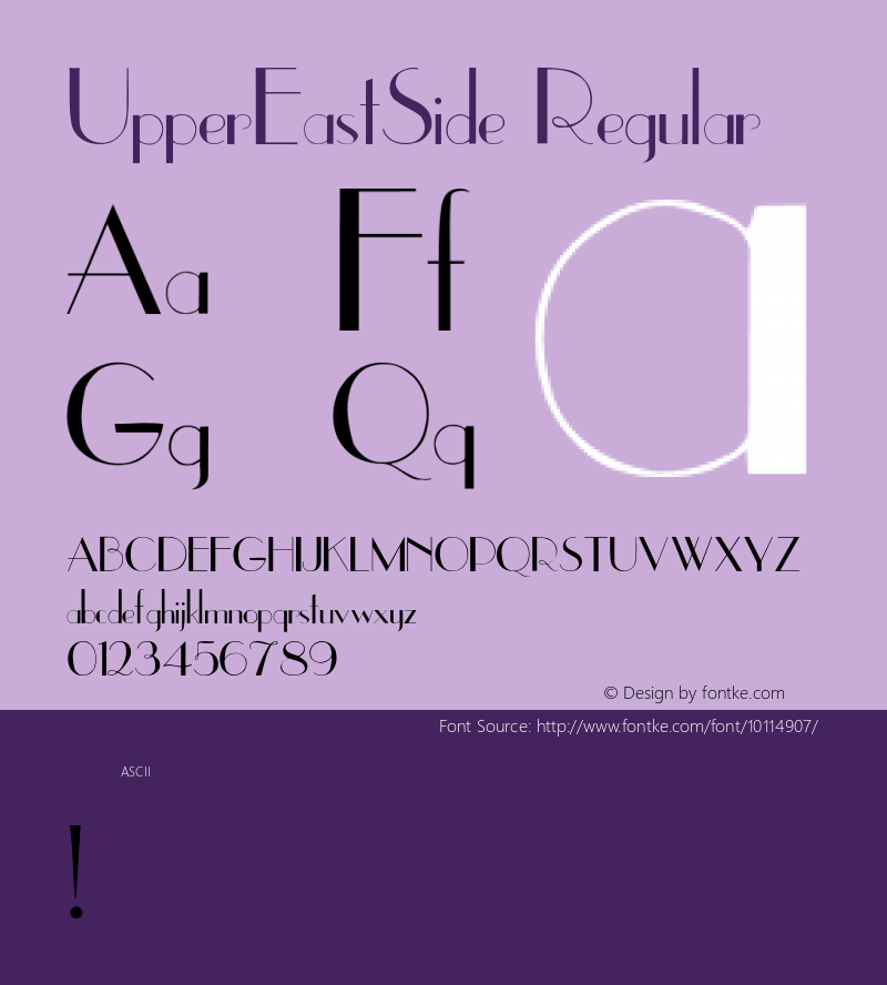 UpperEastSide Regular Converted from J:\ALLTYPE\FONTS\UPPEREAS.TF1 by ALLTYPE Font Sample