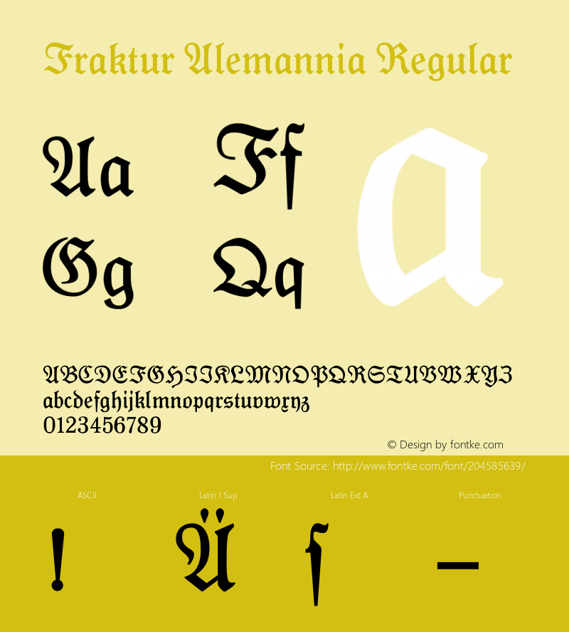 Fraktur Alemannia Regular Version 0.000;hotconv 1.0.109;makeotfexe 2.5.65596图片样张